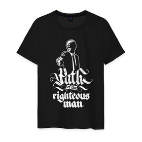 Мужская футболка хлопок с принтом Path of the righteous man в Тюмени, 100% хлопок | прямой крой, круглый вырез горловины, длина до линии бедер, слегка спущенное плечо. | 