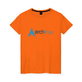 Женская футболка хлопок с принтом Arch Linux в Тюмени, 100% хлопок | прямой крой, круглый вырез горловины, длина до линии бедер, слегка спущенное плечо | Тематика изображения на принте: linux | баш | линукс | ос