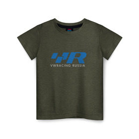 Детская футболка хлопок с принтом VW Racing Russia в Тюмени, 100% хлопок | круглый вырез горловины, полуприлегающий силуэт, длина до линии бедер | r line | russia | volkswagen | vw | vw racing russiaracing