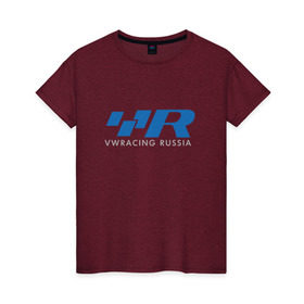 Женская футболка хлопок с принтом VW Racing Russia в Тюмени, 100% хлопок | прямой крой, круглый вырез горловины, длина до линии бедер, слегка спущенное плечо | r line | russia | volkswagen | vw | vw racing russiaracing