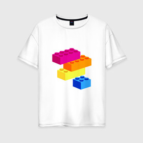 Женская футболка хлопок Oversize с принтом Lego в Тюмени, 100% хлопок | свободный крой, круглый ворот, спущенный рукав, длина до линии бедер
 | кубики | лего