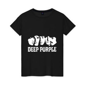 Женская футболка хлопок с принтом Deep Purple в Тюмени, 100% хлопок | прямой крой, круглый вырез горловины, длина до линии бедер, слегка спущенное плечо | deep | deep purple | metal | purple | rock | trash metal | дип перпл | метал | металл | рок