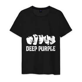 Мужская футболка хлопок с принтом Deep Purple в Тюмени, 100% хлопок | прямой крой, круглый вырез горловины, длина до линии бедер, слегка спущенное плечо. | deep | deep purple | metal | purple | rock | trash metal | дип перпл | метал | металл | рок