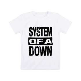 Детская футболка хлопок с принтом System Of A Down в Тюмени, 100% хлопок | круглый вырез горловины, полуприлегающий силуэт, длина до линии бедер | hard rock | metal | rock | serj | system of a down | tankian | метал | рок | систем | танкян | хардрок