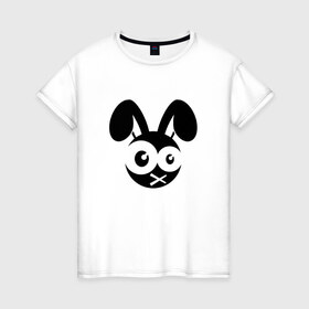 Женская футболка хлопок с принтом Зомби заяц в Тюмени, 100% хлопок | прямой крой, круглый вырез горловины, длина до линии бедер, слегка спущенное плечо | заяц | кролик