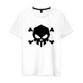 Мужская футболка хлопок с принтом Весёлый роджер в Тюмени, 100% хлопок | прямой крой, круглый вырез горловины, длина до линии бедер, слегка спущенное плечо. | скелет