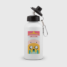 Бутылка спортивная с принтом Adventure Time в Тюмени, металл | емкость — 500 мл, в комплекте две пластиковые крышки и карабин для крепления | 