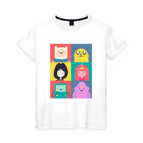 Женская футболка хлопок с принтом Adventure Time в Тюмени, 100% хлопок | прямой крой, круглый вырез горловины, длина до линии бедер, слегка спущенное плечо | adventure time
