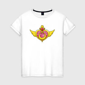 Женская футболка хлопок с принтом Sailor moon в Тюмени, 100% хлопок | прямой крой, круглый вырез горловины, длина до линии бедер, слегка спущенное плечо | sailor moon | луна