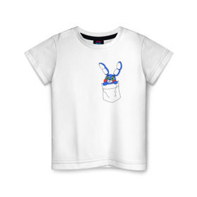 Детская футболка хлопок с принтом Toy Bonnie в кармане FNAF в Тюмени, 100% хлопок | круглый вырез горловины, полуприлегающий силуэт, длина до линии бедер | fnaf | toy bonnie | карман | фнаф