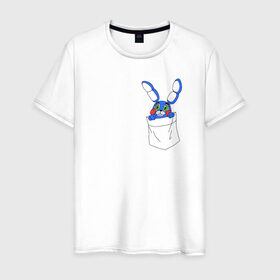 Мужская футболка хлопок с принтом Toy Bonnie в кармане FNAF в Тюмени, 100% хлопок | прямой крой, круглый вырез горловины, длина до линии бедер, слегка спущенное плечо. | fnaf | toy bonnie | карман | фнаф