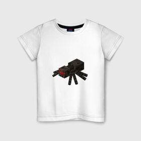 Детская футболка хлопок с принтом Паук в Тюмени, 100% хлопок | круглый вырез горловины, полуприлегающий силуэт, длина до линии бедер | Тематика изображения на принте: майнкрафт | майнкрафт 2