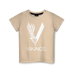 Детская футболка хлопок с принтом Vikings в Тюмени, 100% хлопок | круглый вырез горловины, полуприлегающий силуэт, длина до линии бедер | vikings | викинги | сериал
