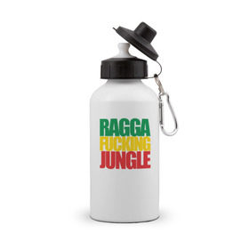 Бутылка спортивная с принтом Ragga Fucking Jungle в Тюмени, металл | емкость — 500 мл, в комплекте две пластиковые крышки и карабин для крепления | jungle | днб | рагга | рагга джангл (ragga jungle)  джангл с более выраженным влиянием ямайской музыкальной культуры.ragga jungle
