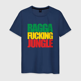Мужская футболка хлопок с принтом Ragga Fucking Jungle в Тюмени, 100% хлопок | прямой крой, круглый вырез горловины, длина до линии бедер, слегка спущенное плечо. | jungle | днб | рагга | рагга джангл (ragga jungle)  джангл с более выраженным влиянием ямайской музыкальной культуры.ragga jungle