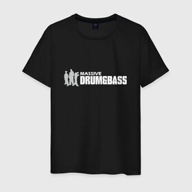 Мужская футболка хлопок с принтом Drum & Bass Massive в Тюмени, 100% хлопок | прямой крой, круглый вырез горловины, длина до линии бедер, слегка спущенное плечо. | jungle