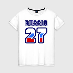 Женская футболка хлопок с принтом Russia - 27 (Хабаровский край) в Тюмени, 100% хлопок | прямой крой, круглый вырез горловины, длина до линии бедер, слегка спущенное плечо | 