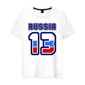 Мужская футболка хлопок с принтом Russia - 13 (Респ, Мордовия) в Тюмени, 100% хлопок | прямой крой, круглый вырез горловины, длина до линии бедер, слегка спущенное плечо. | 113 | 13 | russia | russia   13 | республика мордовия