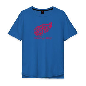 Мужская футболка хлопок Oversize с принтом Detroit Red Wings в Тюмени, 100% хлопок | свободный крой, круглый ворот, “спинка” длиннее передней части | detroit red wings | nhl | хоккей