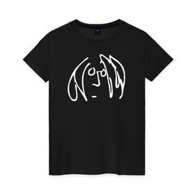 Женская футболка хлопок с принтом Imagine logo в Тюмени, 100% хлопок | прямой крой, круглый вырез горловины, длина до линии бедер, слегка спущенное плечо | imagine logo john lennon the beatles