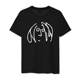 Мужская футболка хлопок с принтом Imagine logo в Тюмени, 100% хлопок | прямой крой, круглый вырез горловины, длина до линии бедер, слегка спущенное плечо. | Тематика изображения на принте: imagine logo john lennon the beatles