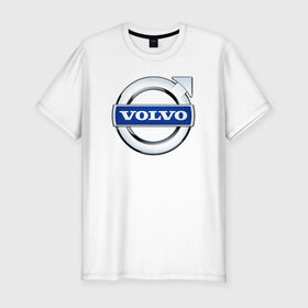 Мужская футболка премиум с принтом Volvo в Тюмени, 92% хлопок, 8% лайкра | приталенный силуэт, круглый вырез ворота, длина до линии бедра, короткий рукав | volvo | volvoлоготип | грузовик