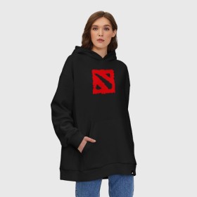 Худи SuperOversize хлопок с принтом Dota 2 в Тюмени, 70% хлопок, 30% полиэстер, мягкий начес внутри | карман-кенгуру, эластичная резинка на манжетах и по нижней кромке, двухслойный капюшон
 | dota 2 logo дота два