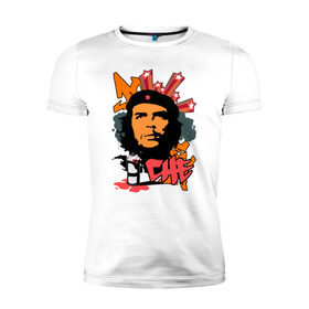 Мужская футболка премиум с принтом Эрнесто Че Гевара (граффити) в Тюмени, 92% хлопок, 8% лайкра | приталенный силуэт, круглый вырез ворота, длина до линии бедра, короткий рукав | Тематика изображения на принте: че гевара