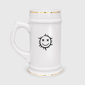 Кружка пивная с принтом Символ - позитивное солнце в Тюмени,  керамика (Материал выдерживает высокую температуру, стоит избегать резкого перепада температур) |  объем 630 мл | звезда | позитив | прикольный | смайл | солнце | улыбка