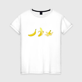 Женская футболка хлопок с принтом Банан в Тюмени, 100% хлопок | прямой крой, круглый вырез горловины, длина до линии бедер, слегка спущенное плечо | банан