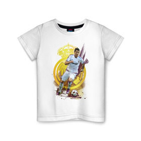 Детская футболка хлопок с принтом Ronaldo в Тюмени, 100% хлопок | круглый вырез горловины, полуприлегающий силуэт, длина до линии бедер | cristiano | real madrid | ronaldo | кристиано роналдо | реал мадрид | рональдо | спорт | футбол