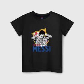Детская футболка хлопок с принтом Messi в Тюмени, 100% хлопок | круглый вырез горловины, полуприлегающий силуэт, длина до линии бедер | 