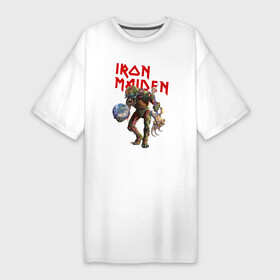 Платье-футболка хлопок с принтом Iron Maiden в Тюмени,  |  | iron maiden | земля | инопланетяне | музыка | олдскул | рок
