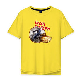 Мужская футболка хлопок Oversize с принтом Iron Maiden bike в Тюмени, 100% хлопок | свободный крой, круглый ворот, “спинка” длиннее передней части | скелет