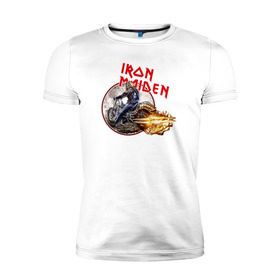 Мужская футболка премиум с принтом Iron Maiden bike в Тюмени, 92% хлопок, 8% лайкра | приталенный силуэт, круглый вырез ворота, длина до линии бедра, короткий рукав | скелет