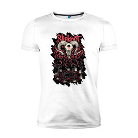Мужская футболка премиум с принтом Slipknot в Тюмени, 92% хлопок, 8% лайкра | приталенный силуэт, круглый вырез ворота, длина до линии бедра, короткий рукав | slipknot | демон | кори | металл | музыка | рок | череп
