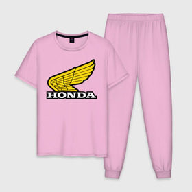 Мужская пижама хлопок с принтом Honda в Тюмени, 100% хлопок | брюки и футболка прямого кроя, без карманов, на брюках мягкая резинка на поясе и по низу штанин
 | крылья