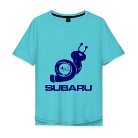 Мужская футболка хлопок Oversize с принтом Subaru в Тюмени, 100% хлопок | свободный крой, круглый ворот, “спинка” длиннее передней части | Тематика изображения на принте: subaru | авто | субарик | субару | турбина | улитка