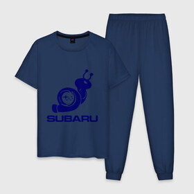 Мужская пижама хлопок с принтом Subaru в Тюмени, 100% хлопок | брюки и футболка прямого кроя, без карманов, на брюках мягкая резинка на поясе и по низу штанин
 | subaru | авто | субарик | субару | турбина | улитка