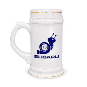 Кружка пивная с принтом Subaru в Тюмени,  керамика (Материал выдерживает высокую температуру, стоит избегать резкого перепада температур) |  объем 630 мл | subaru | авто | субарик | субару | турбина | улитка