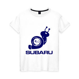 Женская футболка хлопок с принтом Subaru в Тюмени, 100% хлопок | прямой крой, круглый вырез горловины, длина до линии бедер, слегка спущенное плечо | subaru | авто | субарик | субару | турбина | улитка