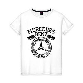 Женская футболка хлопок с принтом Mercedes Benz в Тюмени, 100% хлопок | прямой крой, круглый вырез горловины, длина до линии бедер, слегка спущенное плечо | benz | merсedes | авто | бенз | мерседес