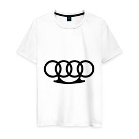 Мужская футболка хлопок с принтом Audi кастет в Тюмени, 100% хлопок | прямой крой, круглый вырез горловины, длина до линии бедер, слегка спущенное плечо. | audi | авто | ауди | кастет