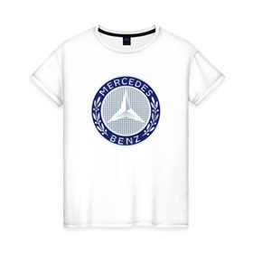Женская футболка хлопок с принтом Mersedes benz в Тюмени, 100% хлопок | прямой крой, круглый вырез горловины, длина до линии бедер, слегка спущенное плечо | benz | mersedes | авто | бенз | лого | мерседес