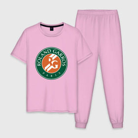 Мужская пижама хлопок с принтом Roland Garros в Тюмени, 100% хлопок | брюки и футболка прямого кроя, без карманов, на брюках мягкая резинка на поясе и по низу штанин
 | Тематика изображения на принте: paristennis | roland garros