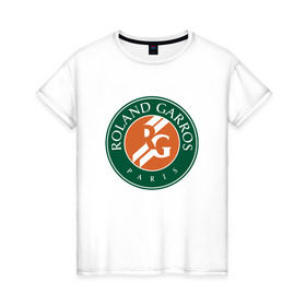 Женская футболка хлопок с принтом Roland Garros в Тюмени, 100% хлопок | прямой крой, круглый вырез горловины, длина до линии бедер, слегка спущенное плечо | Тематика изображения на принте: paristennis | roland garros