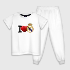 Детская пижама хлопок с принтом Love Real Madrid в Тюмени, 100% хлопок |  брюки и футболка прямого кроя, без карманов, на брюках мягкая резинка на поясе и по низу штанин
 | Тематика изображения на принте: love | real madrid | реал мадрид | спорт | футбол
