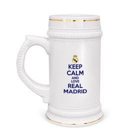 Кружка пивная с принтом Real Madrid в Тюмени,  керамика (Материал выдерживает высокую температуру, стоит избегать резкого перепада температур) |  объем 630 мл | love | real madrid | реал мадрид | спорт | футбол
