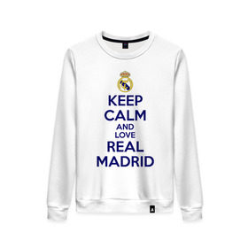 Женский свитшот хлопок с принтом Real Madrid в Тюмени, 100% хлопок | прямой крой, круглый вырез, на манжетах и по низу широкая трикотажная резинка  | love | real madrid | реал мадрид | спорт | футбол