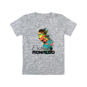 Детская футболка хлопок с принтом Cristiano Ronaldo в Тюмени, 100% хлопок | круглый вырез горловины, полуприлегающий силуэт, длина до линии бедер | 
